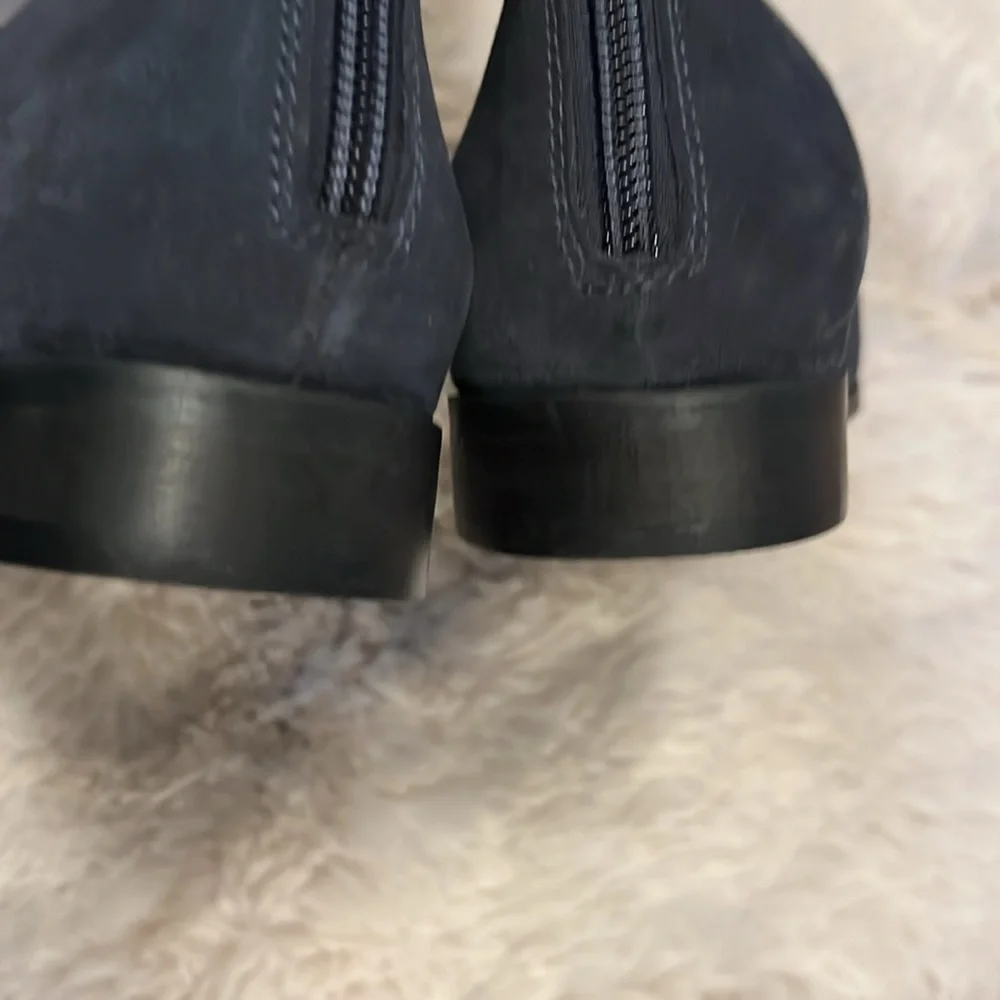 Seychelles Women’s Dark Blue Gray Suede Leather Knee-high Almond Toe Boots 6